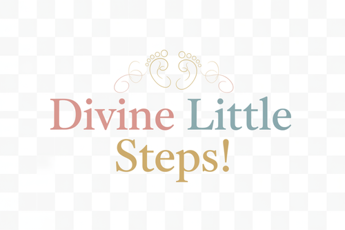 logo that says Divine Little Steps! transparent background soft serif font